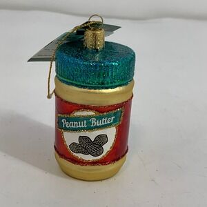 Old World Christmas Peanut Butter Jar Glass Ornament‎ Foodie Christmas